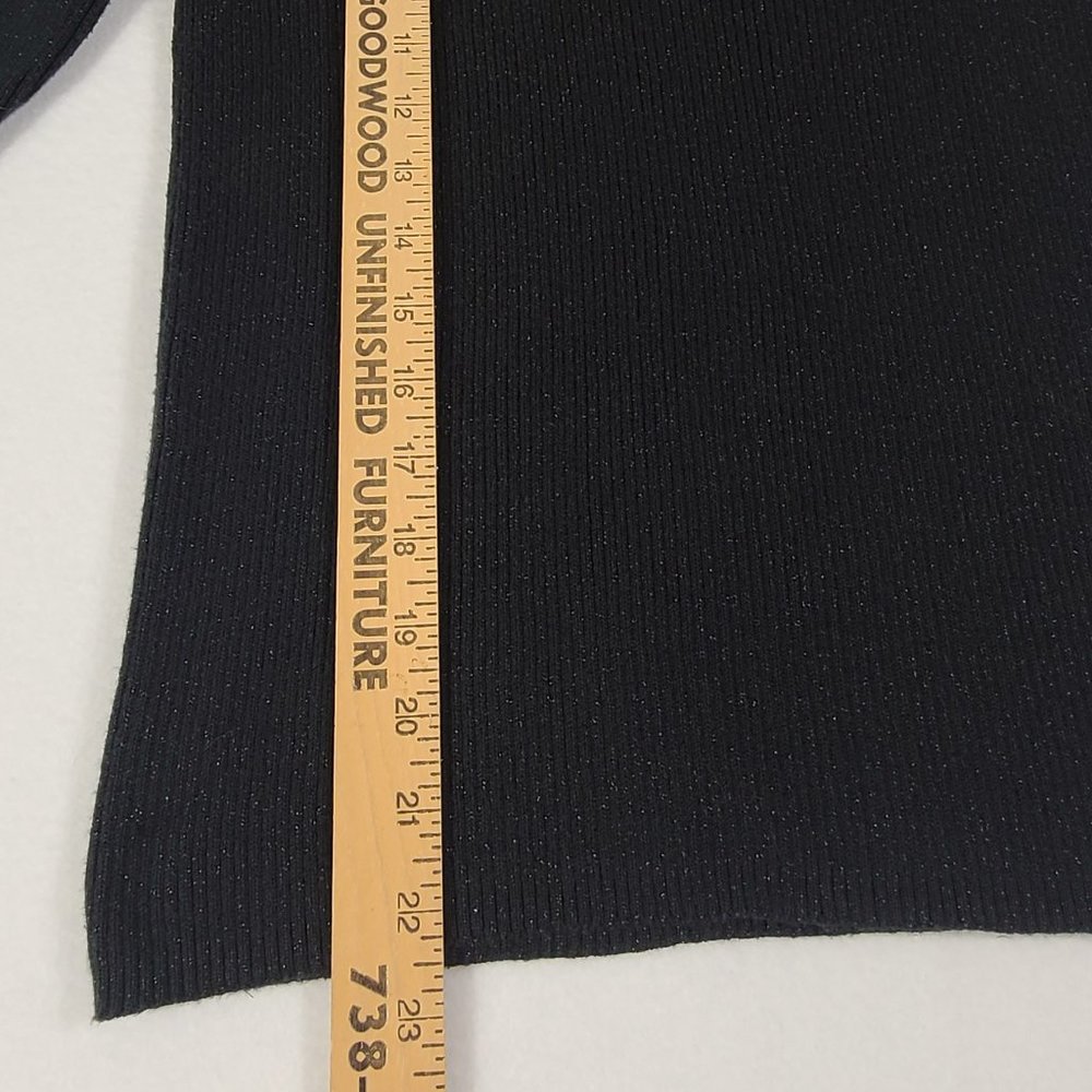 LIZ CLAIBORNE Turtleneck Black Sparkle Stretch Womens Medium Metallic Thread - Picture 7 of 9